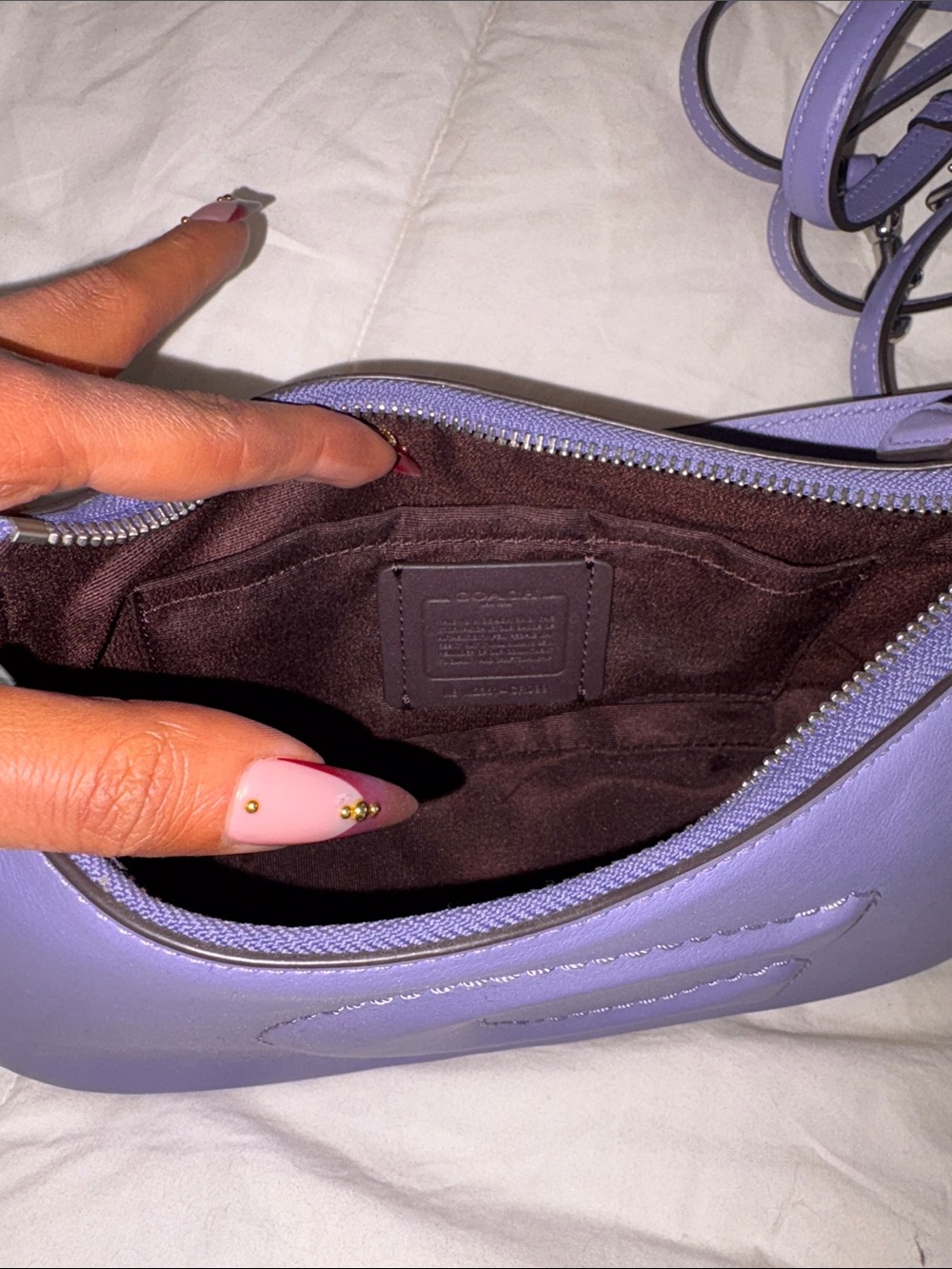 Rare Y2K Coach Soho Purple Leather Baguette Shoulder Bag - Picture 2 of 3